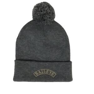 NEW Baileys Irish Cream Liquor Heather Charcoal Gray Pom Pom Beanie Hat Top OS